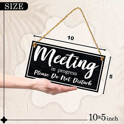 DIMARONGTON Meeting in Progress Door Sign, 10x5 Dibond Do Not Disturb, Hanging Welcome Please Knock Sign for Door - Image 2