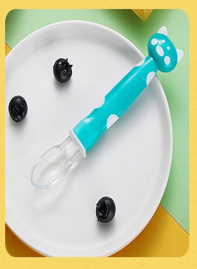 Mopslik Soft Silicone Gel Tip Baby Infant Feeding Training Cartoon Animal Spoon (Blue) Pack of 1 (Pack of 1) - Image 5