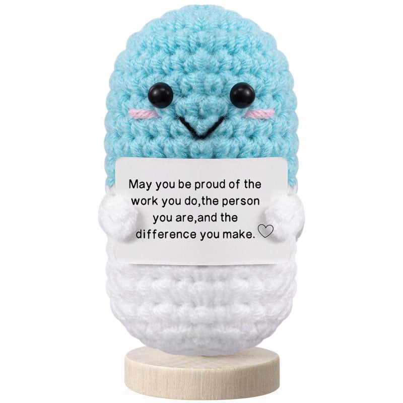 Arrowbash Nurse Gifts Pharmacist Pharmacy Crochet Pill Bottle Syringe Bandage Doll Nursing Appreciation Gift Thank You Inspirational Card for Women CRNA CNA RN LPN Decor(Pill,Blue) - Image 1