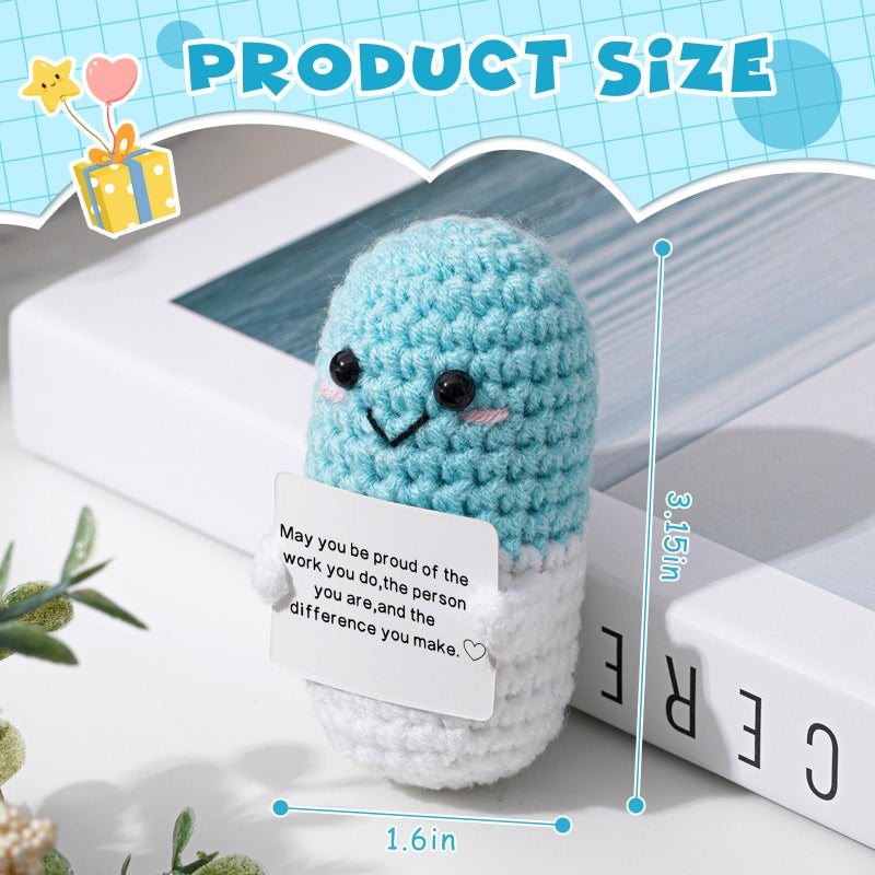 Arrowbash Nurse Gifts Pharmacist Pharmacy Crochet Pill Bottle Syringe Bandage Doll Nursing Appreciation Gift Thank You Inspirational Card for Women CRNA CNA RN LPN Decor(Pill,Blue) - Image 2