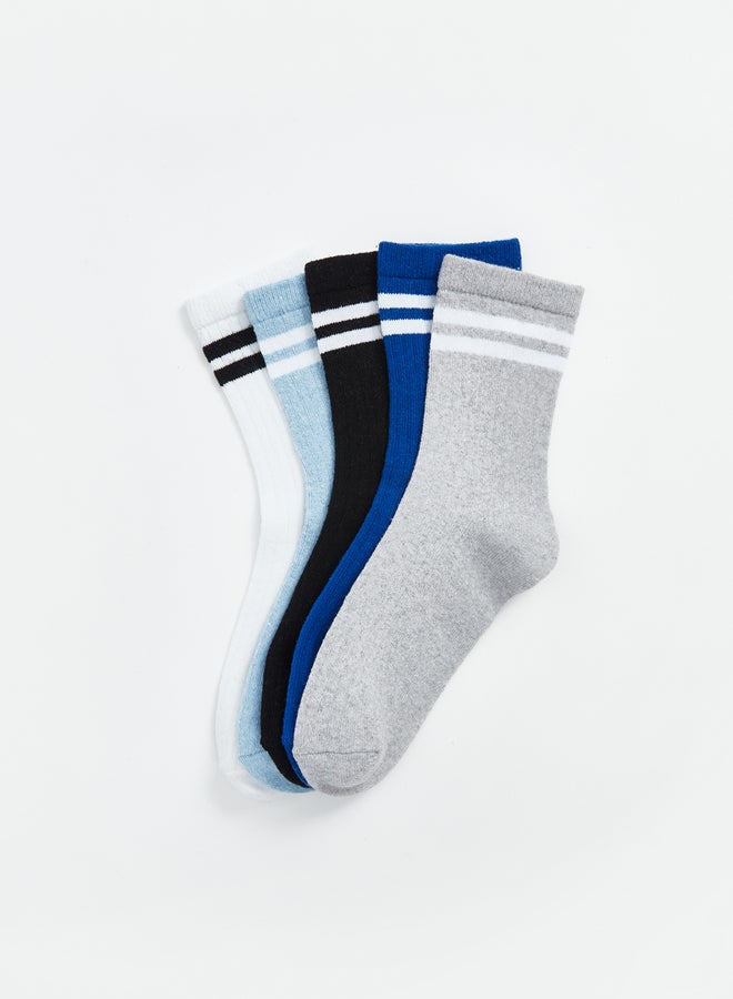 LC WAIKIKI Boys' Ankle Striped Cotton Socks 5 Pack - Image 2