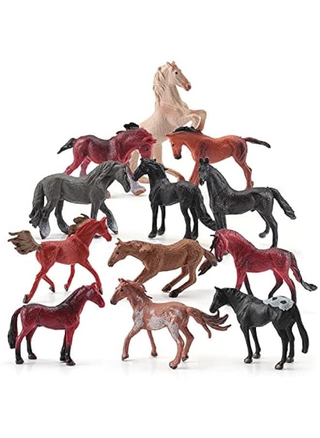 Generic - 12PCS Realstic Mini Horse Figurines Toy Palyset Arabian Horse Hannover Horse Morgan Stallion Solid Steed Model Set Early Educational Cognitive Toy for Kids - Image 1