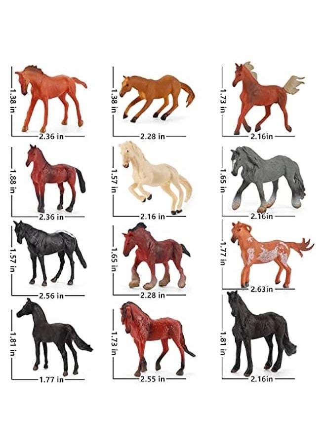 Generic - 12PCS Realstic Mini Horse Figurines Toy Palyset Arabian Horse Hannover Horse Morgan Stallion Solid Steed Model Set Early Educational Cognitive Toy for Kids - Image 1