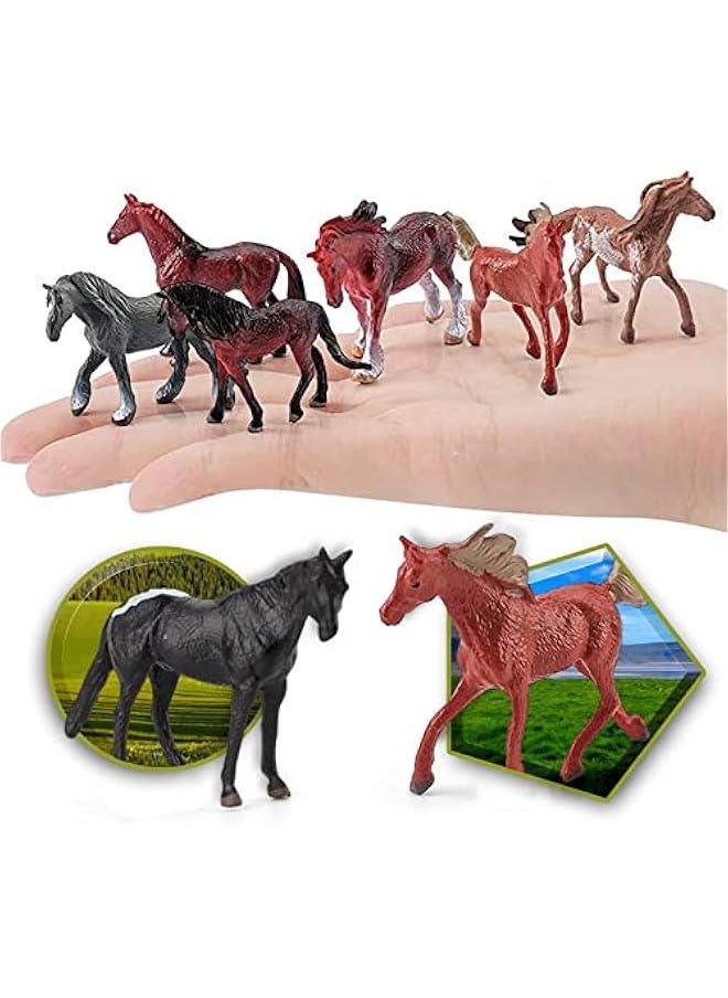 Generic - 12PCS Realstic Mini Horse Figurines Toy Palyset Arabian Horse Hannover Horse Morgan Stallion Solid Steed Model Set Early Educational Cognitive Toy for Kids - Image 1