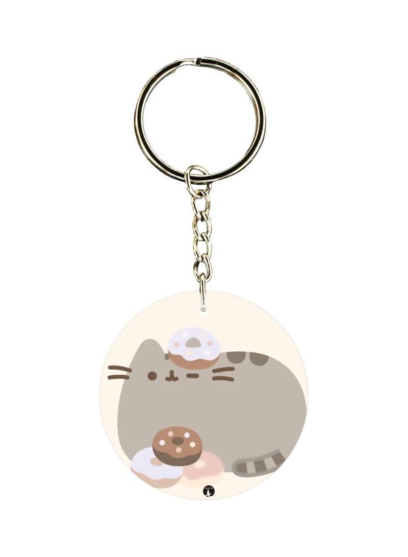 Cartoon Cat Printed Dual Sided Keychain