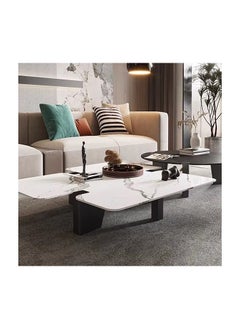 Neo Front Neo Front Modern Black and White Marble Coffee Table with Solid Wood Columns and Ash Veneer  JA226 140 * 80 * 34 cm  - Image 1