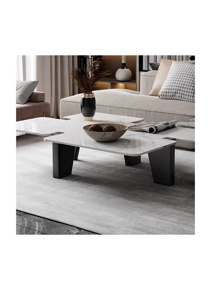 Neo Front Neo Front Modern Black and White Marble Coffee Table with Solid Wood Columns and Ash Veneer  JA226 140 * 80 * 34 cm  - Image 2