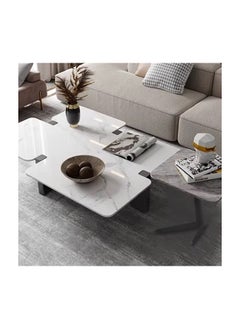 Neo Front Neo Front Modern Black and White Marble Coffee Table with Solid Wood Columns and Ash Veneer  JA226 140 * 80 * 34 cm  - Image 3