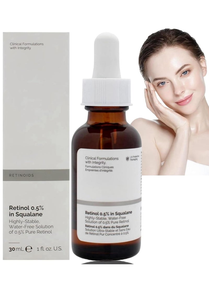 Houmt Retinol 0.5% in Squalane Retinol Serum for Face Neck Reduce Fine Lines & Wrinkle Brightening Face Serum Anti Aging Facial Serum for Moisturizing - Image 1