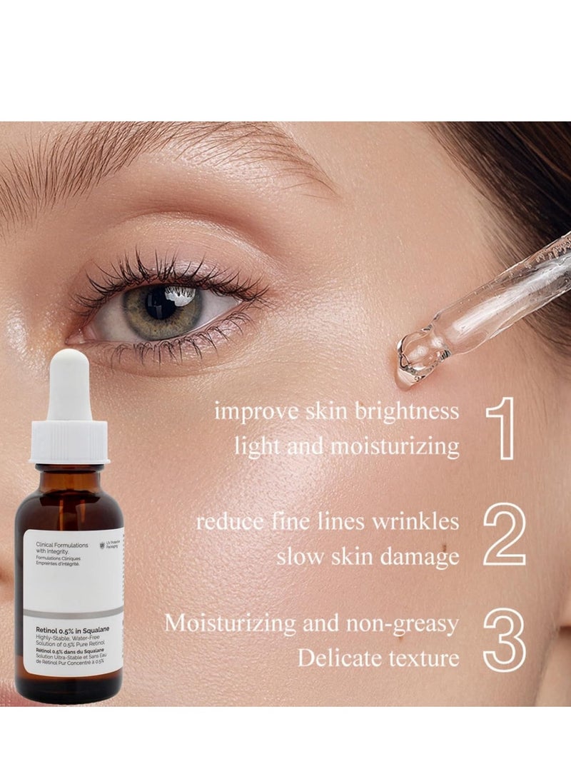 Houmt Retinol 0.5% in Squalane Retinol Serum for Face Neck Reduce Fine Lines & Wrinkle Brightening Face Serum Anti Aging Facial Serum for Moisturizing - Image 3