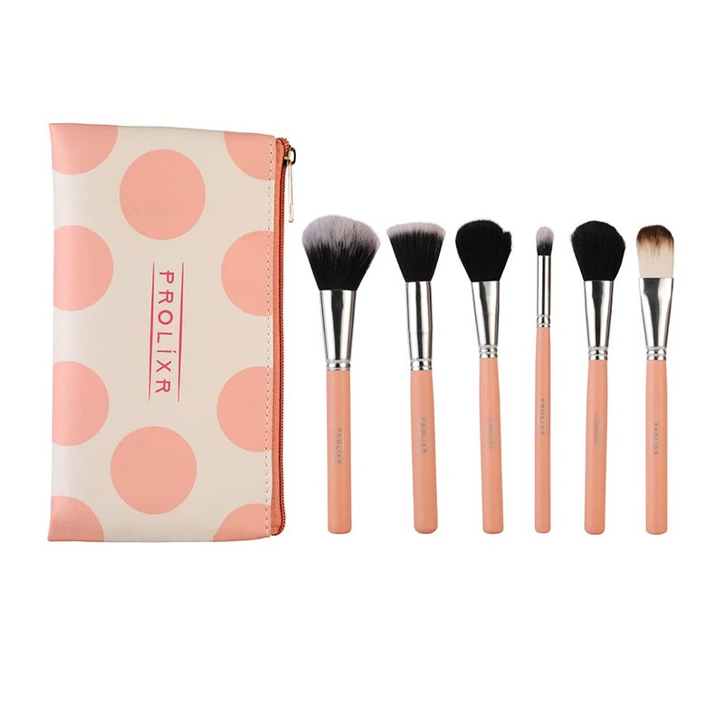 Prolixr Professional Face Makeup Brush Set - With Prolixr's Pink Pouch - For Foundation, Contour, Blush, Concealer - Synthetic Makeup Brushes - Vegan & Cruelty Free - 6 Pieces - Image 3