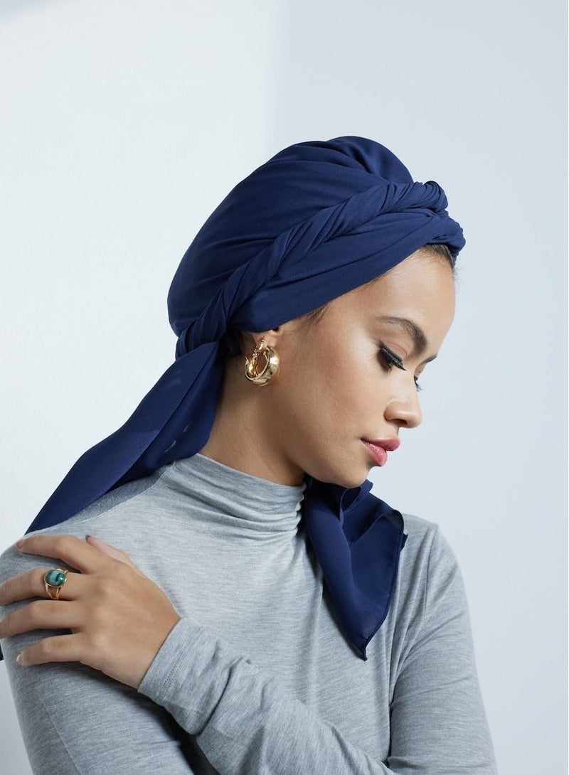 MODEST BEYOND Luxury Navy Chiffon Hijab  - Image 2