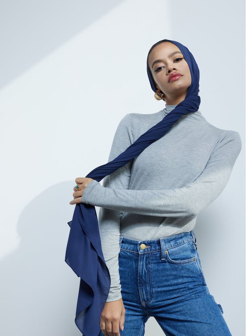 MODEST BEYOND Luxury Navy Chiffon Hijab  - Image 1