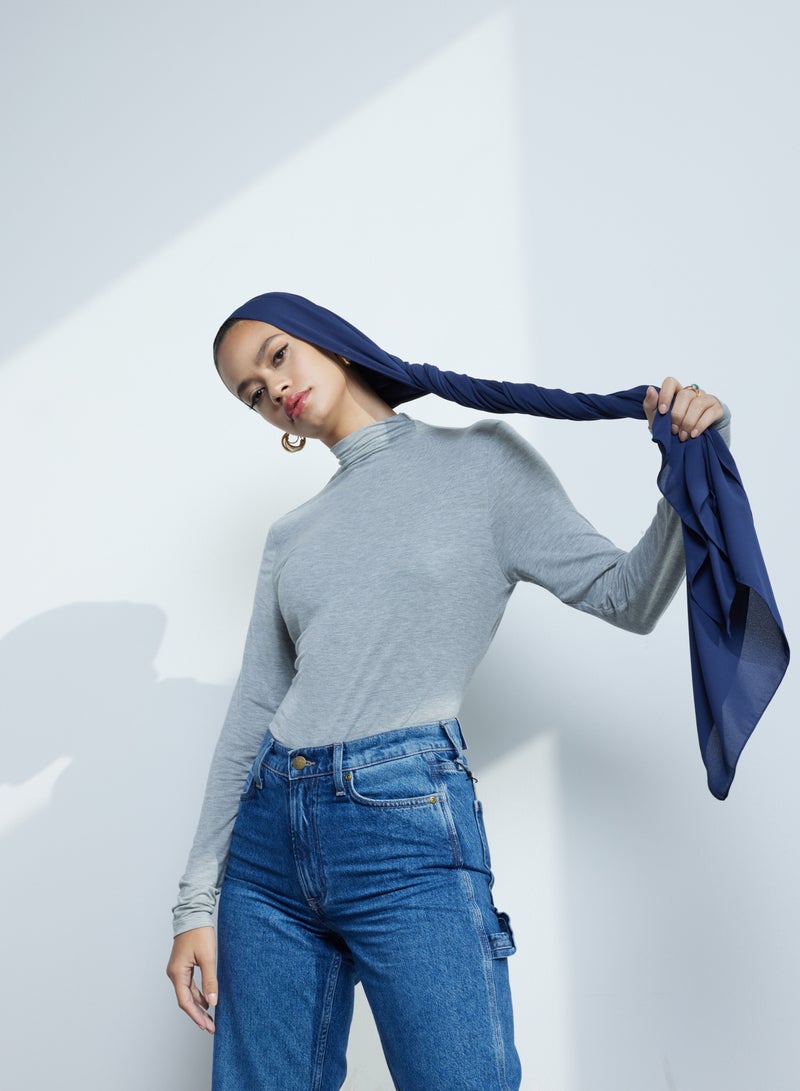 MODEST BEYOND Luxury Navy Chiffon Hijab  - Image 3