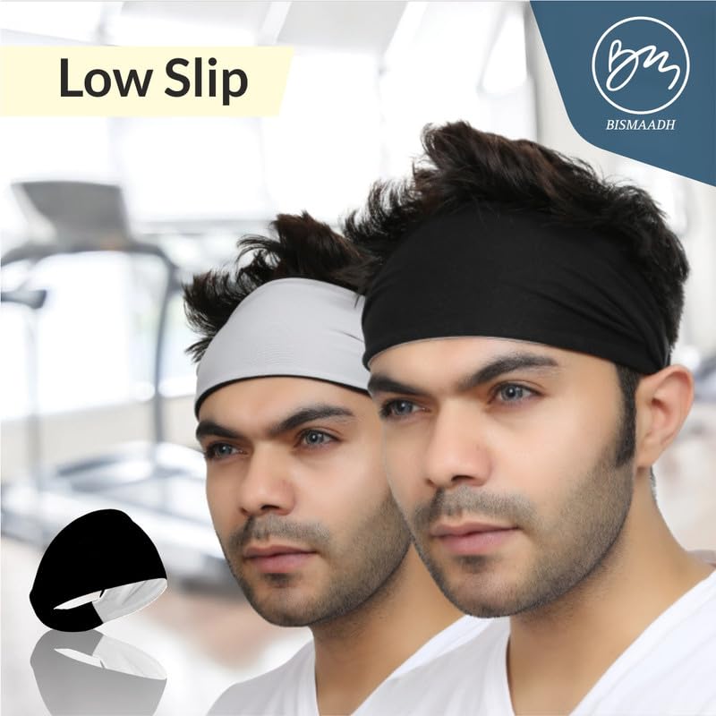 BISMAADH Lightweight Reversible Headband Workout Sweatbands for Men & Women | Gym Equipment | Running, Yoga, Cycling, Tennis, Cricket, Badminton | Sports Unisex Hair Band - Image 4