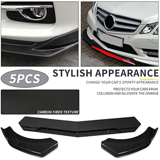 DREAMOTOR Universal Car Front Bumper Lip Spoiler Splitter Front Bumper Lip Splitter Body Kit Compatible with Honda Civic Accord Chevy Silverado Dodge Durango Corvette C8 C7 Cadillac Nissan Altima Ford - Image 3