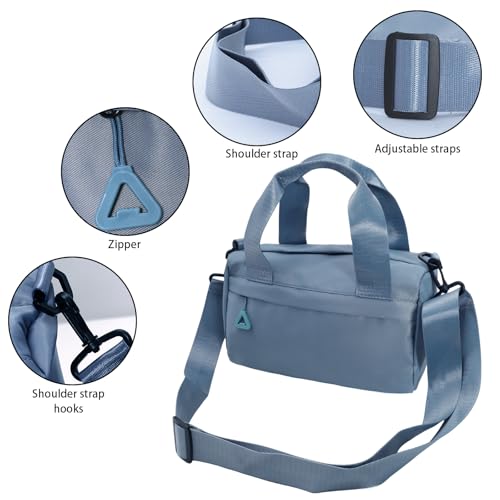 Hftjtsa Mini Black Gym Bag Sport Bag Adjustable Small Duffle Bag Detachable Strap Gym Tote For Women Small Duffle Bag (Blue) - Image 3