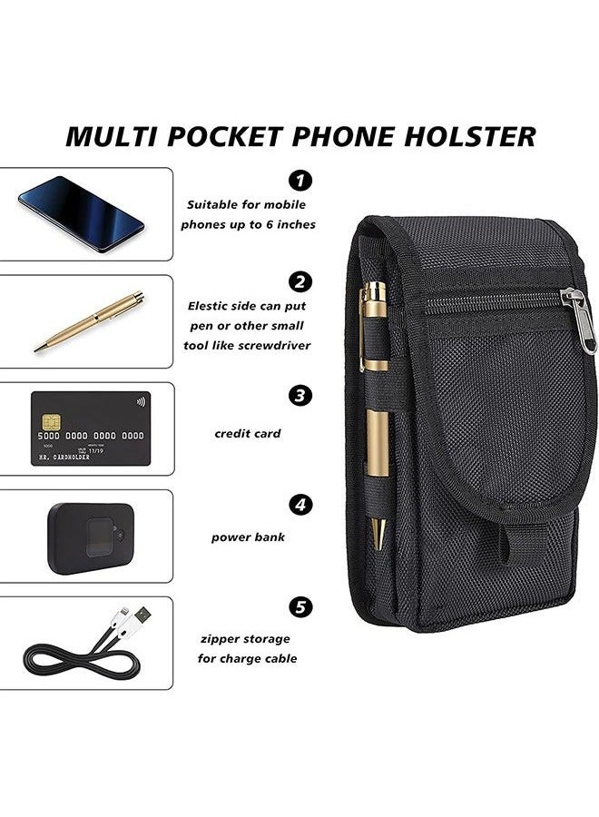 Generic Double Pocket Phone Holster Belt Phone Bag Multi Purpose Tool, Tactical Phone Holster, Tactical Carrying Case Belt Loop Pouch Men’s Waist Pocket for Hiking, Camping, Barbeque, Rescue Essential - Image 3