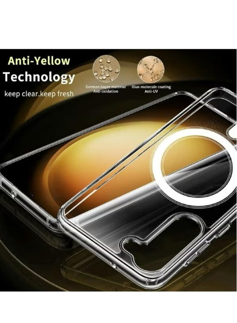 Magnetic Samsung Galaxy S24, Magnetic Case, Compatible with MagSafe Wireless Charging, Anti-Scratch Bumper Cover (Clear), TPU - PC - Image 3