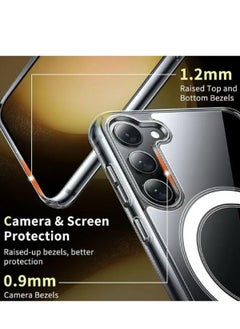 Magnetic Samsung Galaxy S24, Magnetic Case, Compatible with MagSafe Wireless Charging, Anti-Scratch Bumper Cover (Clear), TPU - PC  - Image 4