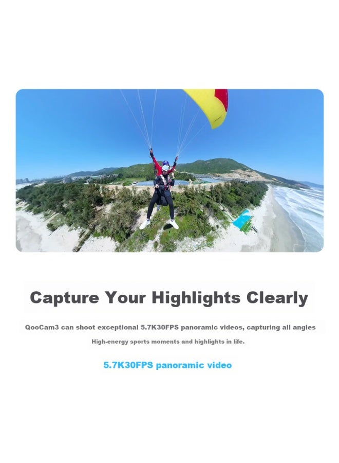 Kandao Sees Qoocam3 Panoramic Action Camera, 5.7k High-definition Anti-shake Waterproof Action Camera, Vlog For Skiing, Diving, Outdoor Motorcycling, Travel Kit - Image 3