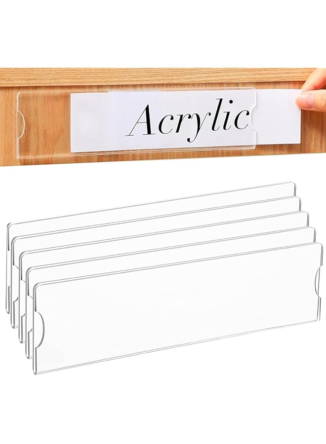 erorex 5 Sets Acrylic Wall Name Plate Holder Clear Plastic Sign Label Frame With Adhesive Tape Horizontal Wall Name Plates For Door Office Nameplate Display Trays For Office Home - Image 1