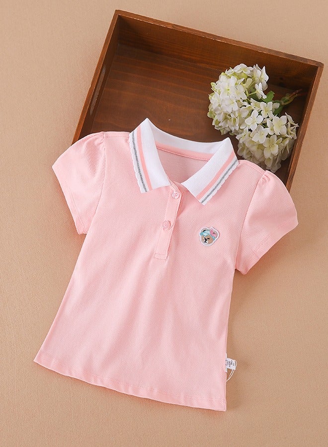 KUYEEBEAR KUYEEBEAR Girls' Summer Preppy Style Short Sleeve Polo Shirt  - Image 1