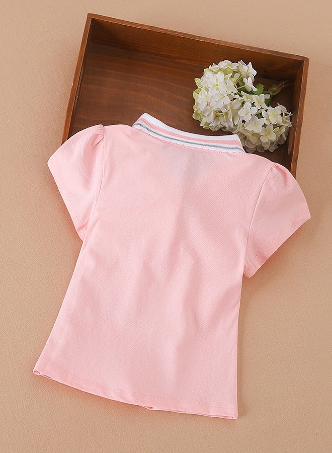 KUYEEBEAR KUYEEBEAR Girls' Summer Preppy Style Short Sleeve Polo Shirt  - Image 2