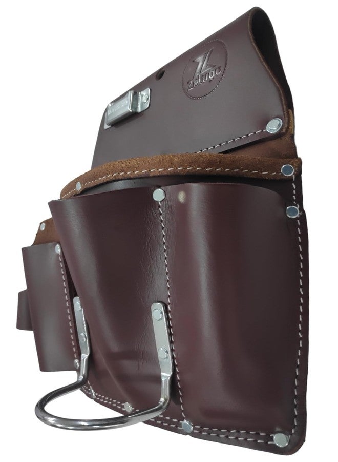 Zeluga 20-383 11 Pocket Pro Leather for Left Hand Drywall Pouch, Cherry - Image 3