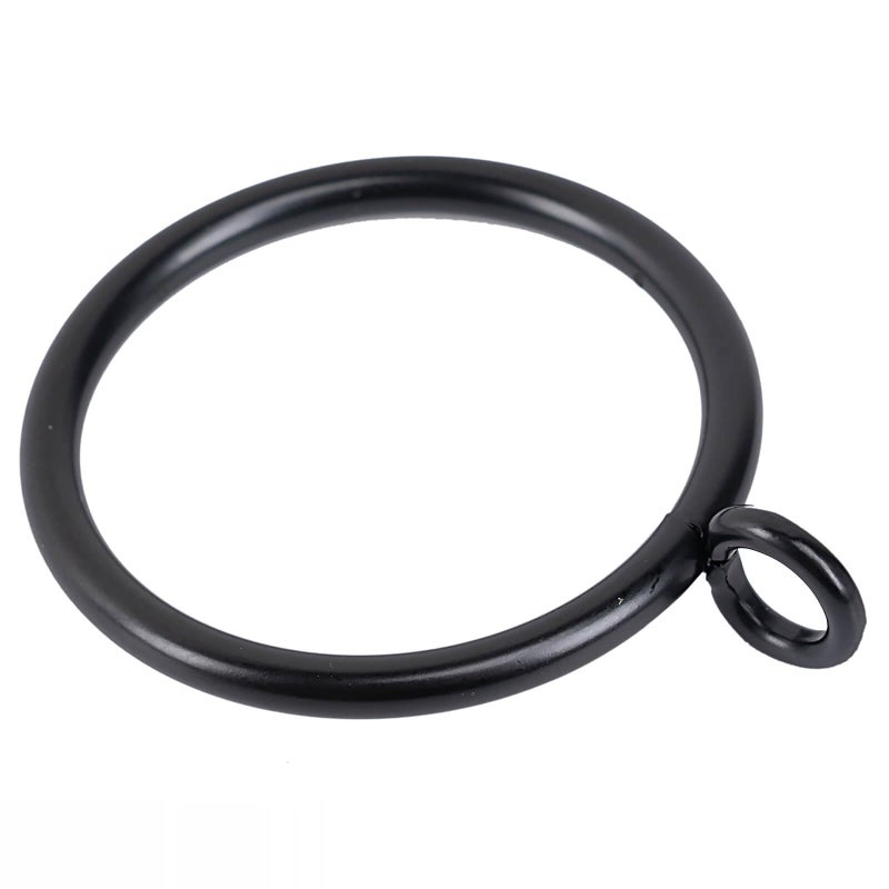 Curtain Rings with Eyelet for Curtain Rods 2 Inch Inner Diameter Metal Drapery Eyelet Curtain Rings Black 24 Pcs Exselens