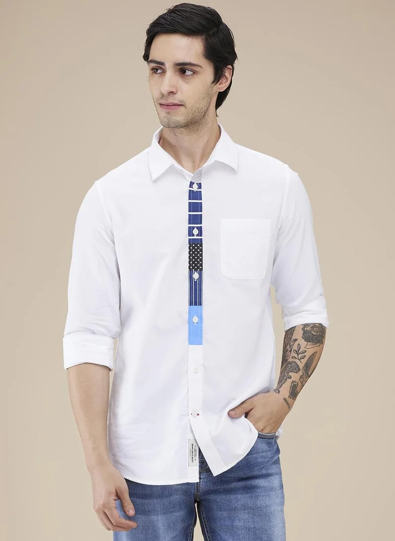 بيينغ هيومان Men Classic Spread Collar Multi Striped Cotton Casual Shirt