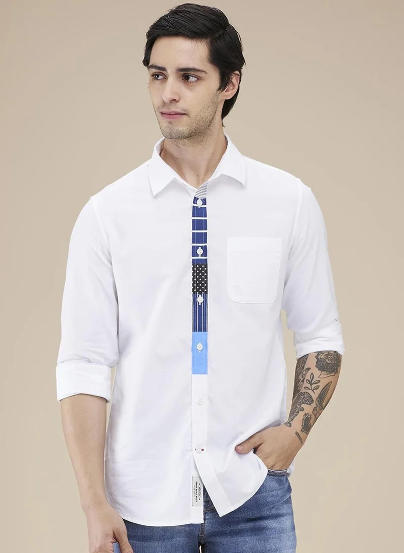 بيينغ هيومان Men Classic Spread Collar Multi Striped Cotton Casual Shirt