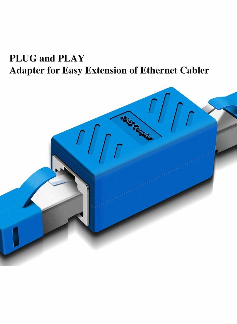 KASTWAVE RJ45 Coupler 10 Pack in Line Coupler Cat7 Cat6 Cat5 Cat5e Ethernet Network Cable Extender Adapter Female to Female Support 100BASE TX Blue  - Image 3