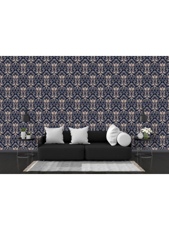 Home Gallery Gold Vintage Pattern Fabric Wallpaper Covers An Area ​​Up To 4.2Mx3M With Adhesive  And Smoothing Tool - Image 1