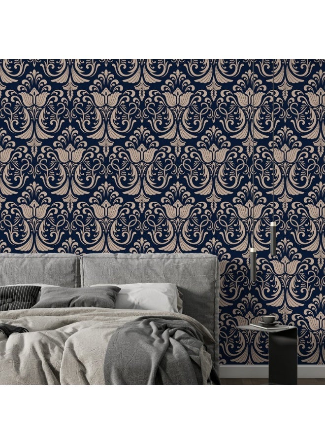 Home Gallery Gold Vintage Pattern Fabric Wallpaper Covers An Area ​​Up To 4.2Mx3M With Adhesive  And Smoothing Tool - Image 4