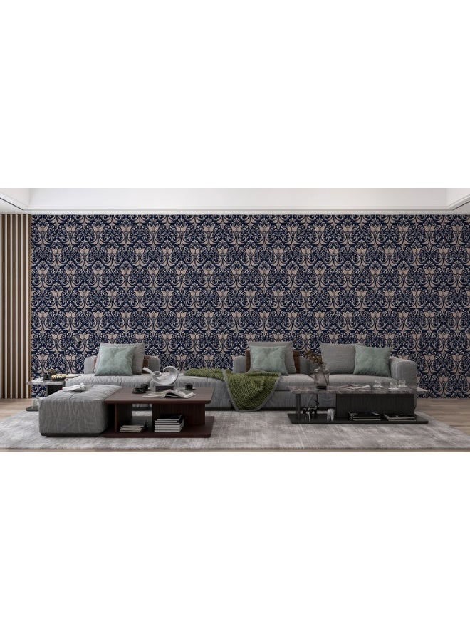 Home Gallery Gold Vintage Pattern Fabric Wallpaper Covers An Area ​​Up To 4.2Mx3M With Adhesive  And Smoothing Tool - Image 3