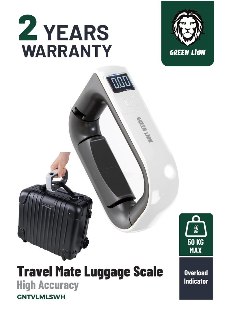 GREEN LION - Travel Mate Luggage Scale / High Accuracy / Auto Off Function / Power Saver / Digital Display / Overload Indicator / Compact & Portable / Lightweight / Easy to Carry Design - White - Image 1