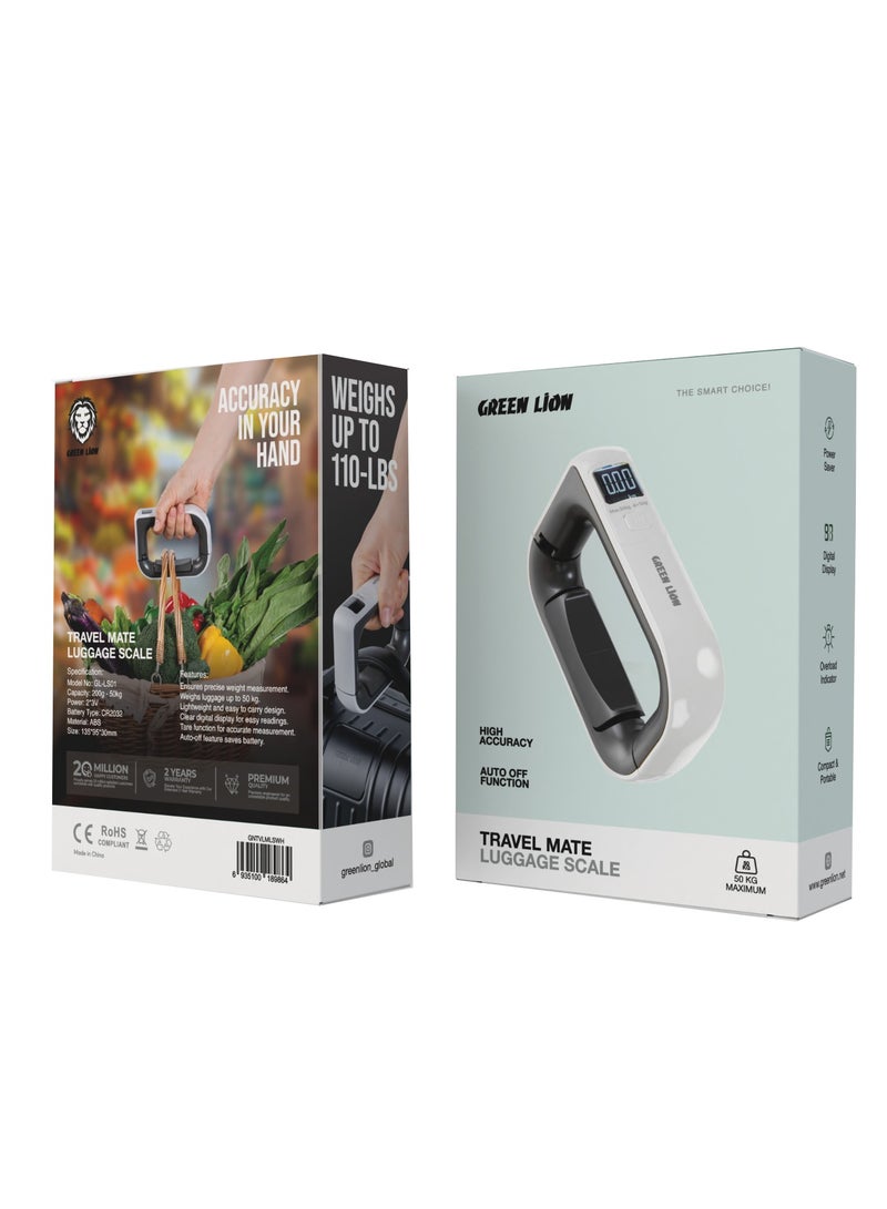 GREEN LION Travel Mate Luggage Scale / High Accuracy / Auto Off Function / Power Saver / Digital Display / Overload Indicator / Compact & Portable / Lightweight / Easy to Carry Design/Travel - White - Image 3