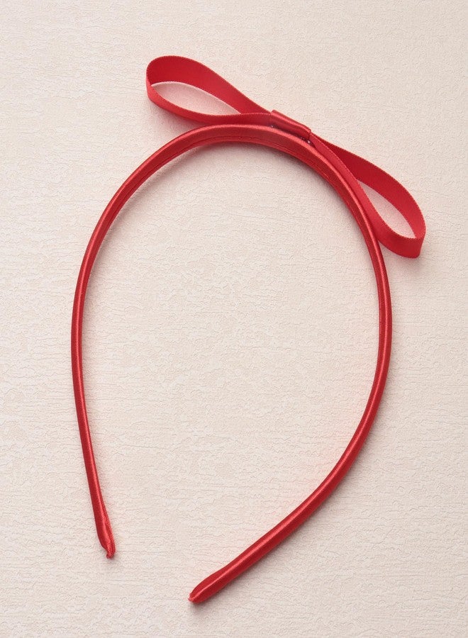 sowaka Headband with Bow Vintage Bowknot Headband for Women Decorative Fashion Hair Bows Hair Accessories Headpiece for Birthday Thanksgiving Christmas Party (Red, One size) - Image 3