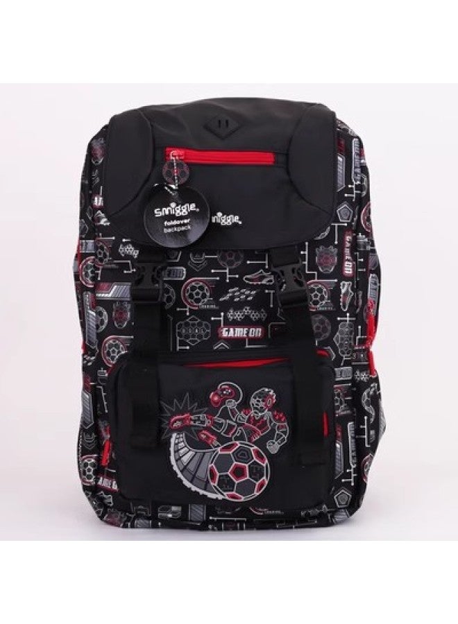 Australia Smiggle Schoolbag Student Schoolbag Primary And Secondary School Student Backpack Outdoor Leisure Bag Backpack-Color:Black T Football Double Button Messenger School Bag 42*30cm  - Image 1