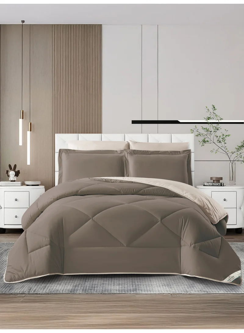 Donetella Bedding Comforter Set, King Size Fits 200x200 cm - 6-Pcs Solid Quilted Bed Set, Microfiber Fabric - 1 Comforter, 1 Fitted Sheet, 2 Pillow Shams, 2 Pillowcases