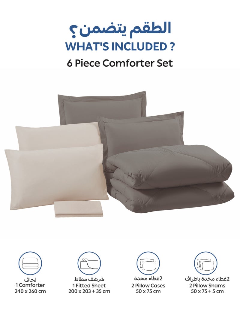 Donetella Bedding Comforter Set, King Size Fits 200x200 cm - 6-Pcs Solid Quilted Bed Set, Microfiber Fabric - 1 Comforter, 1 Fitted Sheet, 2 Pillow Shams, 2 Pillowcases - Image 4