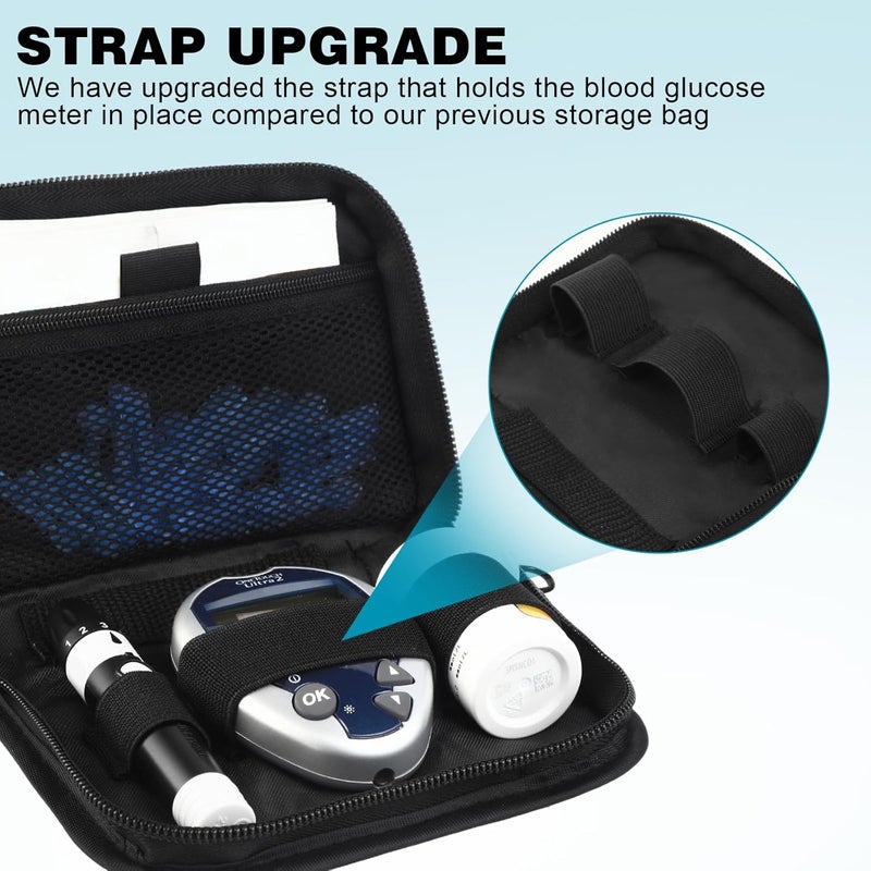 GENCAM Diabetes Travel Case for One Touch Ultra 2 Blood Glucose Monitor Carrying Case for One Touch Ultra 2Accu Chek Diabetic Organizer Carrying Bag Kit - Image 3