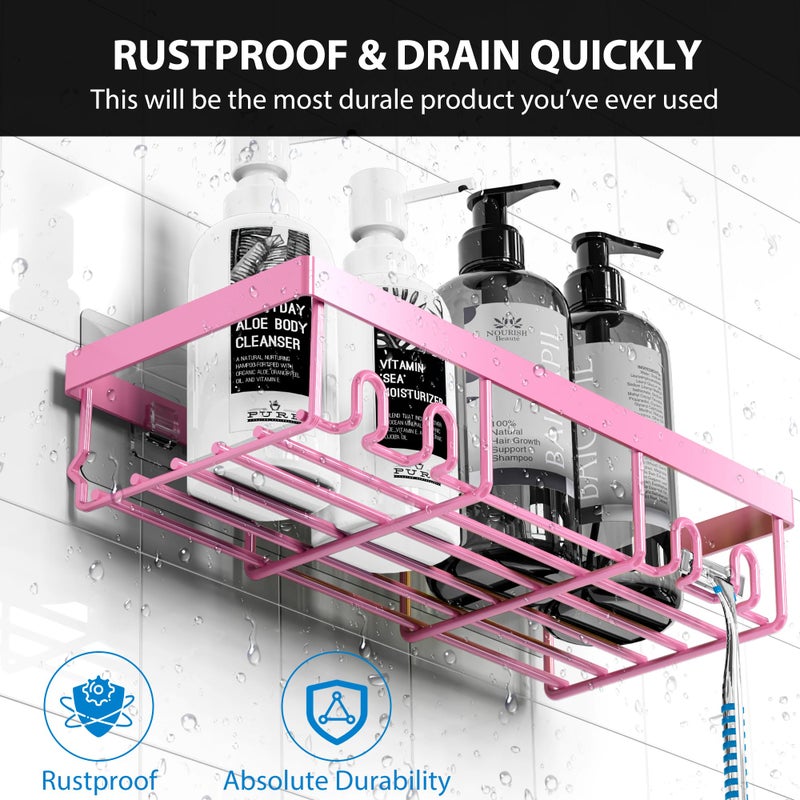Moforoco Pink 5 Pack Shower Caddy Shelf Formersers Rack Self Reshesive Black Bathorting Storage Organization Home No Drilling Insid - Image 5