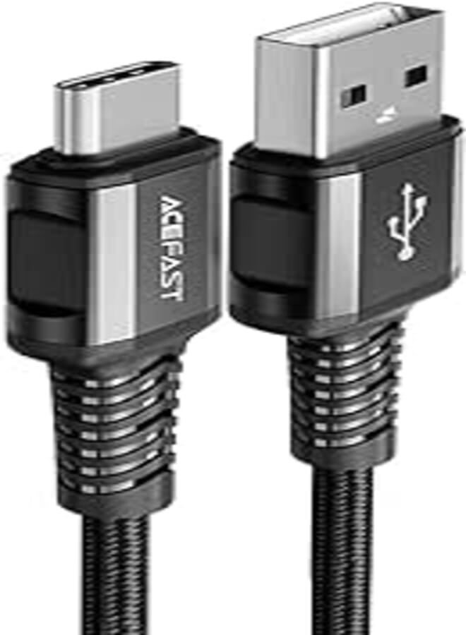 ACEFAST USB-A to USB-C Aluminum Alloy Charging Data Cable 1.2 Meter Black