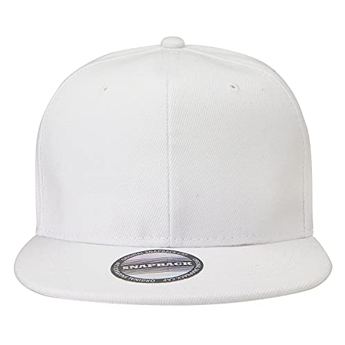 Falari Snapback Hat Cap Hip Hop Style Flat Bill Blank Solid Color Adjustable Size G201-05-White - Image 4