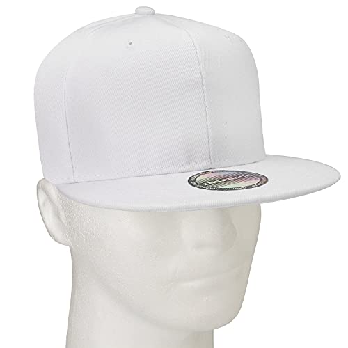 Falari Snapback Hat Cap Hip Hop Style Flat Bill Blank Solid Color Adjustable Size G201-05-White - Image 5
