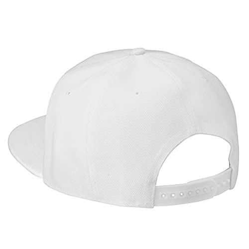 Falari Snapback Hat Cap Hip Hop Style Flat Bill Blank Solid Color Adjustable Size G201-05-White - Image 3