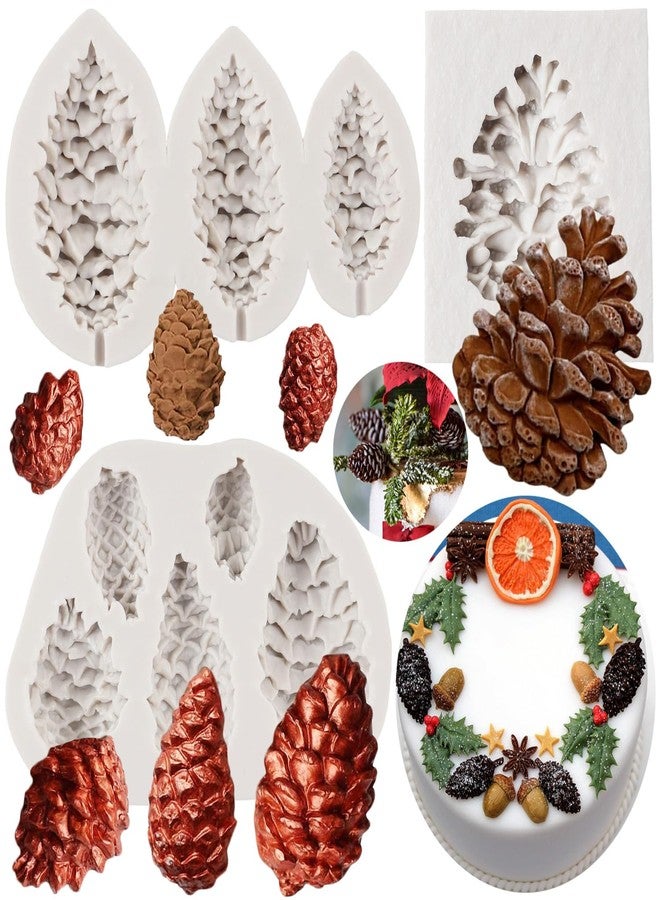 FCKEMLDS Pinecone Cake Fondant Mold Pine Cone Silicone Chocolate Candy Mold For Cake Decoration Cupcake Topper Sugar Craft Gum Paste Polymer Clay Set of 3 - Image 1