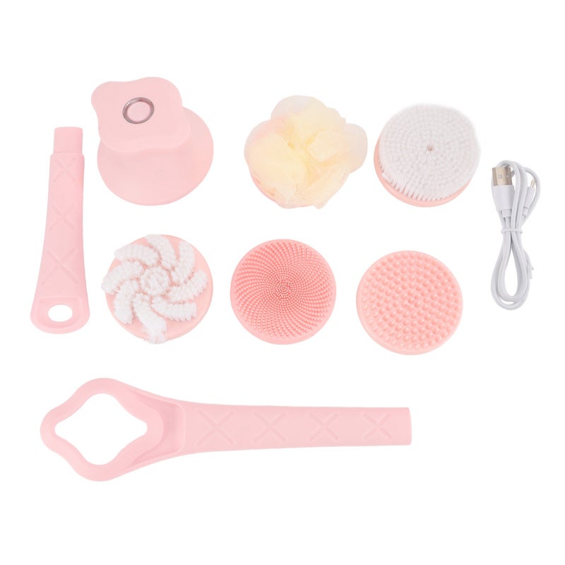Electric Bath Brush 5 Detachable Brush Heads Fast Foaming - Long Handle Rechargeable Body Scrubber IPX7 Waterproof for Home Spa Shower - Image 1